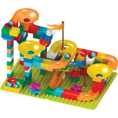 55 PCS DIY Funnel Plastic Slide Big Size Bricks Toys Compatible Duplo Bricks Marble Race Run Ball Maze Track Building Blocks