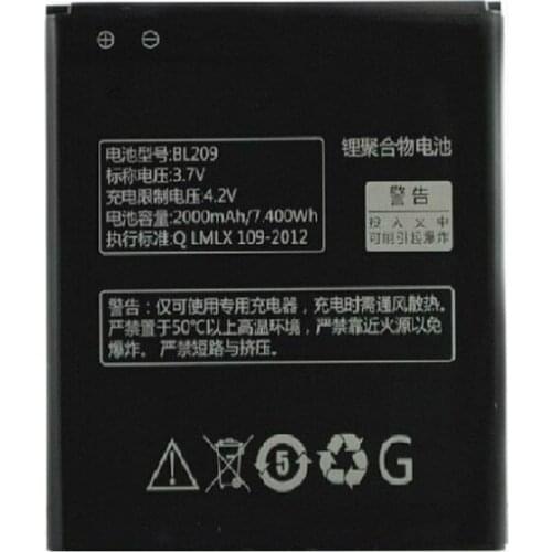 2000 mAh BL209 Battery For LENOVO A706 A788T A820E A760 A516 A378T A398T batteries