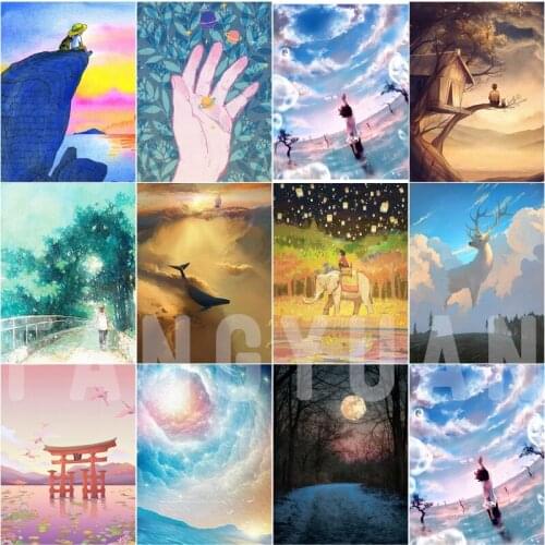5D Diy Diamond Painting Anime Landscape Cross Stitch Full Square Round Diamond Embroidery Home Decorative Mosaic Wall Art