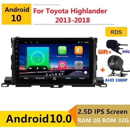 Android 10 Car DVD Multimedia Player GPS For Toyota Highlander XU50 2013 2014 2015 2016 2018 audio auto radio stereo navigation