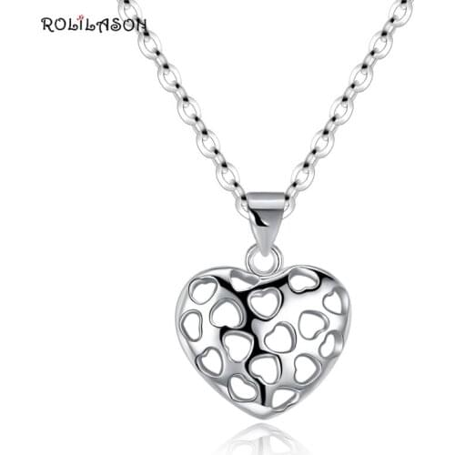 Heart-shaped hollow design Fashion 925 sterling silver necklace pendant Jewelry chain for women SP40