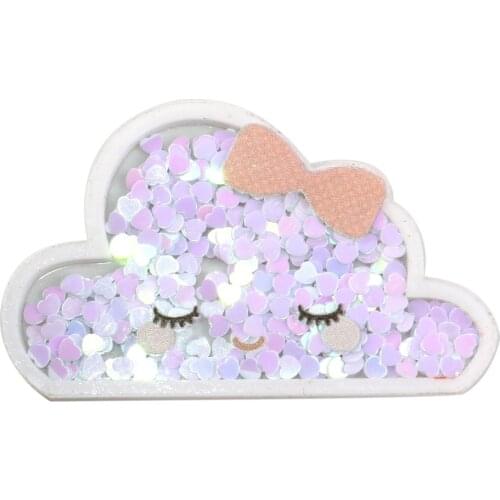 David accessories 5pcs/lot Cloud Flower Acrylic Liquid Quicksand Pacthes Sequin DIY Bow Phone Cover Supplier Material,5Yc8232