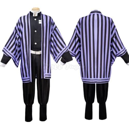 Demon Slayer Iguro Obanai Cosplay Costume Kimetsu no Yaiba Kimono Sets Men Women Halloween Carnival Uniform Wig Cosplay C65M206