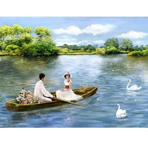DIY Digital Painting By Numbers Package water boat oil painting mural Kits Coloring Wall Art Picture Gift frameless