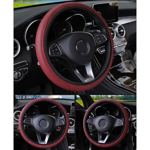 Breathable Leather Anti-Slip Car Steering Wheel Cover For Jaguar XF XK XKR X-type XE V12 Guitar Scissors Car Styling
