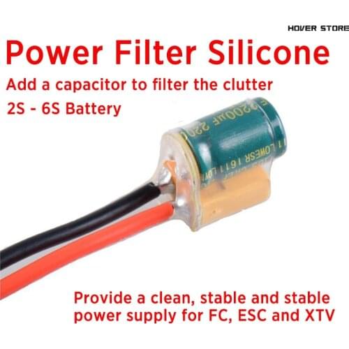 XT60-CAP RC FPV Filter power supply filter 14AWG 10mm silicone cable 2S-6S 2200UF 25V for FPV flight controller ESC FPV Drone