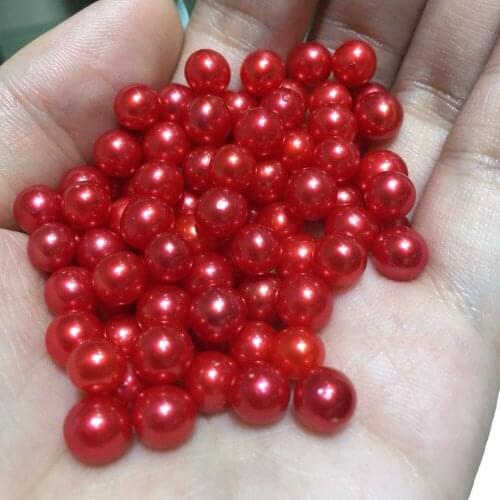 Perfect Real Red Pearls 10pcs Bulk Loose Round Red Pearls Christmas Reds DIY Jewelry Mounts Pearls 6-7MM Wish Pearl Gift FP461