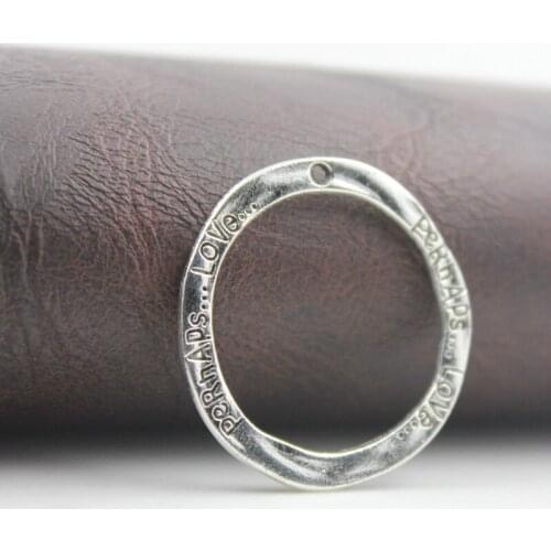 Antique Sliver Carved perhaps love Round Charm Connector DIY Necklace Bracelet 30pcs/lot 30mm ZA1376