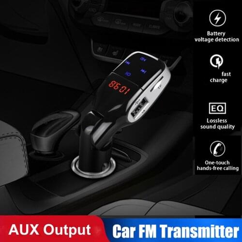 Konrisa Aux Bluetooth FM Transmitter Modulator Adapter Dual USB Charger Handsfreee Car Kit Music Player Supoort TF Card USB-disk