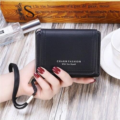 Short Wallet Women Purses Small PU Leather ID Credit Card Holders Girls Women Purses Hasp and Clutch Wristlets Cute Wallets