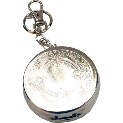 Round Pocket Portable Cigarette Ashtray with Lid Keychain by Stainless Steel M8617