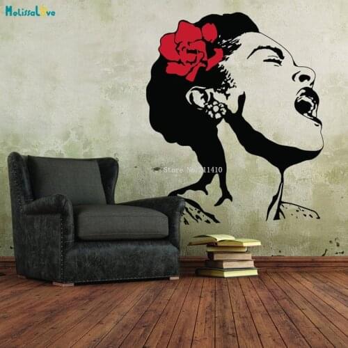 Life Is Beautiful Street Art Wall Decal Singing WomanSticker Cool Home Decoration Vinyl Murals With Flower For Room YT1582