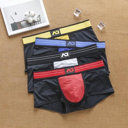 Mens ice silk flat-angle pants comfortable milk silk ice mesh mesh permeable pants low-waisted addicted panties men