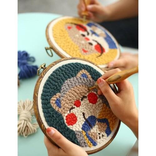 7Pcs Punch Needle Embroidery Kit,Embroidery Pen Punch Needle Set with Cloth Tool