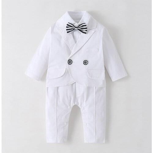 Clothes For Newborns Autumn Long-Sleeved One-Piece Baby Romper European American Gentleman Romper Baby Clothes Jumpsuit For Kids