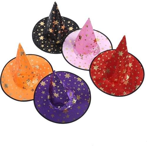 Whole Sale Witch Hats Masquerade Ribbon Wizard Hat Party Hats Caps Cosplay Costume Accessories Halloween Party Fancy Dress Decor