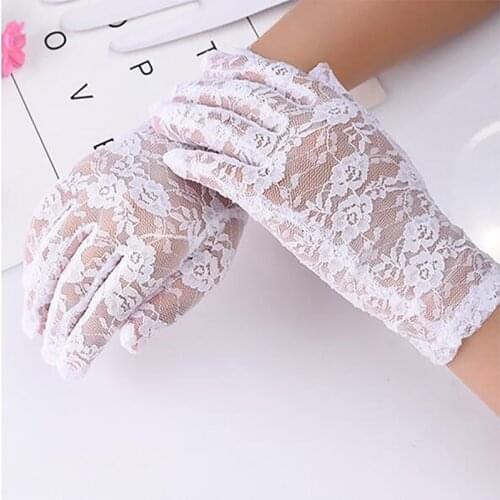 Red White Black Fashion Women Lady Lace Party Sexy Dressy Gloves Summer Full Finger Sunscreen Gloves For Girls