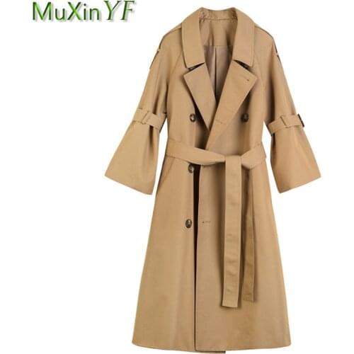Womens 2021 Spring Casual Loose Length Coats Lady Graceful Flare Sleeve Solid Oversize Coat Fashion Classic Outerwear Female