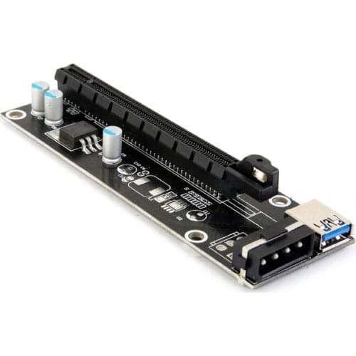 PCIe PCI-E PCI Express Riser Card 1x to 16x USB 3.0 Data Cable SATA to 4Pin IDE Molex Power Supply for BTC Miner Machine