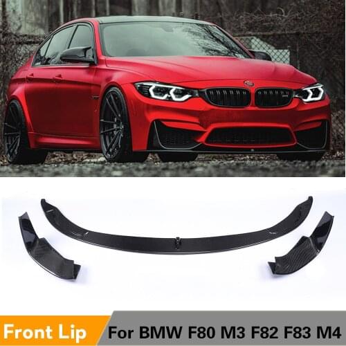 Front Bumper Lip Spoiler Splitters for BMW F82 F83 M4 F80 M3 Sedan Coupe Convertible 2014 - 2019 Carbon Fiber / FRP black