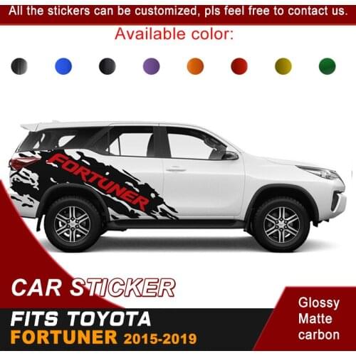 Fit For Toyota Fortuner 2015 2016 2017 2018 2019 Car Stickers Side Body Mud Red Color Fortuner Graphic Vinyl Car Decals Custom