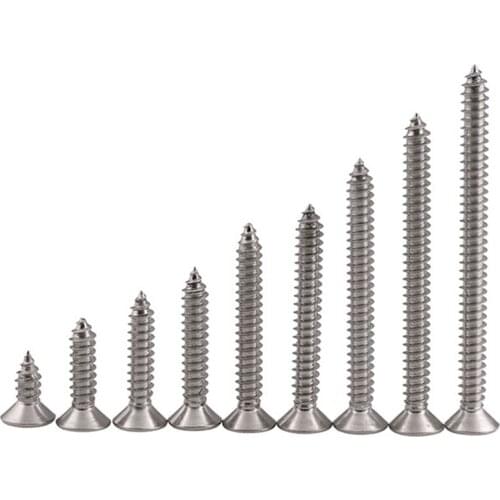GuHua 316 Stainless Steel Cross Countersunk Head Self Tapping Screw KA Flat Head Self-tapping Wood Screws M2 M2.2 M2.6 M3 50PCS