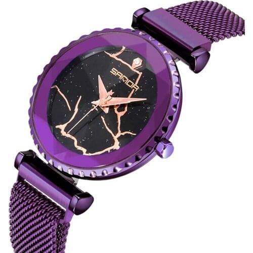 Sanda 249 Brand Lady Watches Mesh Stainless Steel Diamond Dial Quartz Bracelet Fashion Dress Waterproof Women Luxury Watch Reloj