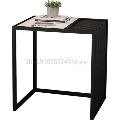 Light Luxury Marble Corner Table Nordic Minimalist Sofa Square Side Cabinet Metal Iron Bedside Storage Small Apartment Tea Table