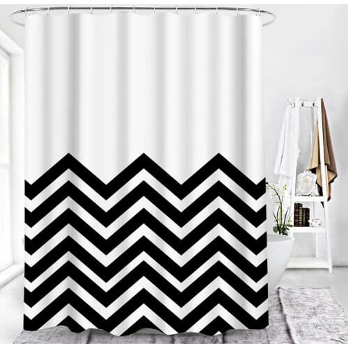 Simple Stripe Waterproof Shower Curtain for Bathroom Home Decor Polyester Fabric Geometric Pattern Multi-size Shower Curtains