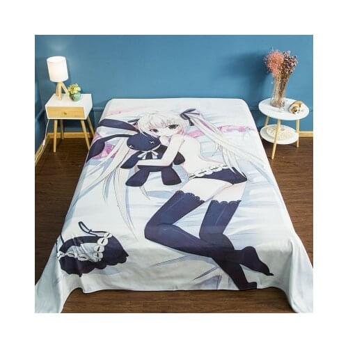 Japanese Sexy Anime Flat Bed Sheet for Adults Bedroom Decor Cartoon Flat Sheet Bedclothes Bed Linens King Single Double Size150