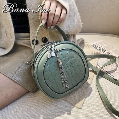 Women Bag 22020 Pu Leather Handbag Round Design With Metal Tassel Women Zipper Pouch Crossbody Shoulder Bag Free Shipping
