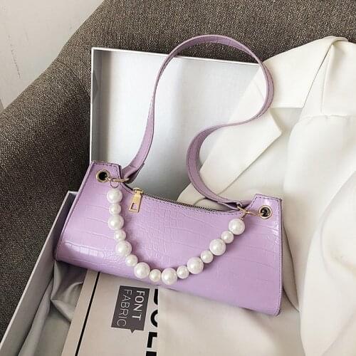 Womens bag 2020 new fashion PU Flap Alligator Shoulder Bags Pearl handle ladylike handbag purse Euro-America style luxury bag