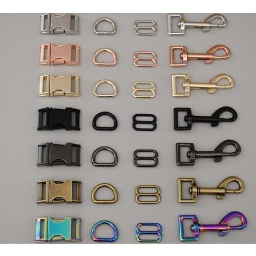 1 set 20mm Metal release buckles 8 button sliders for cat dog collar adjustable buckles Webbing Diy Backp sewing accessories
