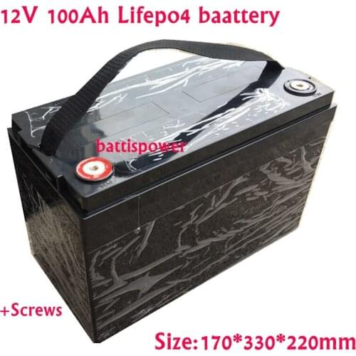 12V 100AH Lifepo4 Battery Waterproof with BMS for Golf Carts Campers Power Supply EV Solar Storage Motorhomes + 10A Charger