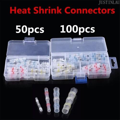 50/100pcs Solder Seal Heat Shrink Tube Butt Wire Connector Terminal Waterproof 4 Size