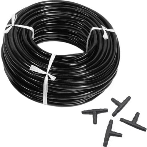 Promotion! 20m 4/7mm Black Hose Garden Water Micro-Irrigation Pipe With 20 Pcs Tee Connectors Gardening Lawn Agriculture Sprink