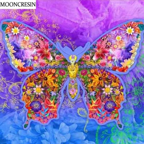 5D Diy Diamond Embroidery Cross Stitch Flower Crystal Mosaic Of Rhinestone Full Drill Diamond Painting Butterfly Decoration Home