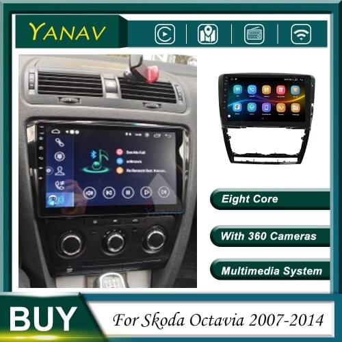 Car Radio Carplay Android Stereo Receiver For Skoda Octavia 2007-2014 GPS Navigation Video Multimedia Player with 360 Cameras