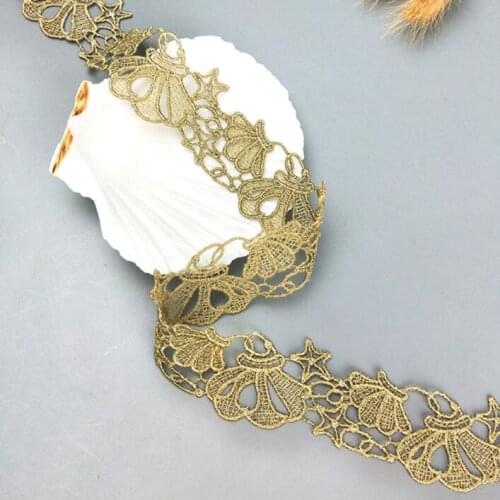 Hollowed shell stars Lace Trim Gold Ribbon For Gift Package Costume Curtains Decor Lace Trimmings Clothes Sewing Accessories DIY