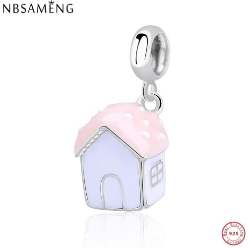 Original 925 Sterling Silver Bead Cosy Christmas House Pendant Charm Fit Bracelets Charms Women Beads For Jewelry Making
