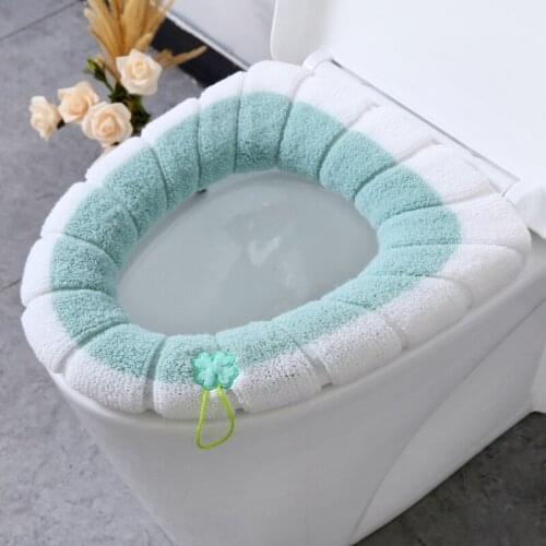 Toilet Seat Cover Soft Velvet Toilet Warmer Mat Washable Embroidered Cartoon Thicken Toilet Seat Cover Closestool Bathroom Decor