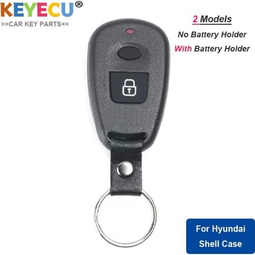 KEYECU Remote Control Car Key Shell Case for Hyundai Elantra Santa Fe Terracan Eagle Matrix, Fob 1 Button - With Battery Holder