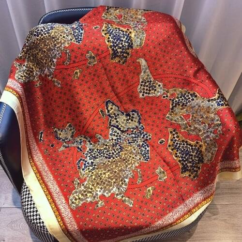 Women Travel Accessories Spring Silk Scarf Abstract World Map Print Wrap Ladies Summer Beach Shawl Foulard Long Bandana 180*90cm