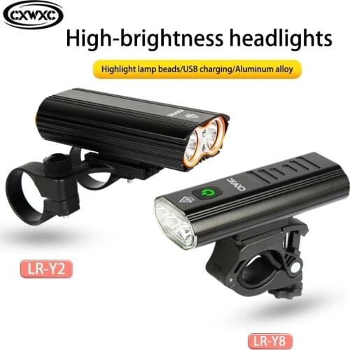CXWXC Bicycle Lighting LR-Y2 LR-Y8 Front Headlight for Bicycle Highlight Lantern IPX6 Flashlight USB Charging T6 LED Bike Lamp
