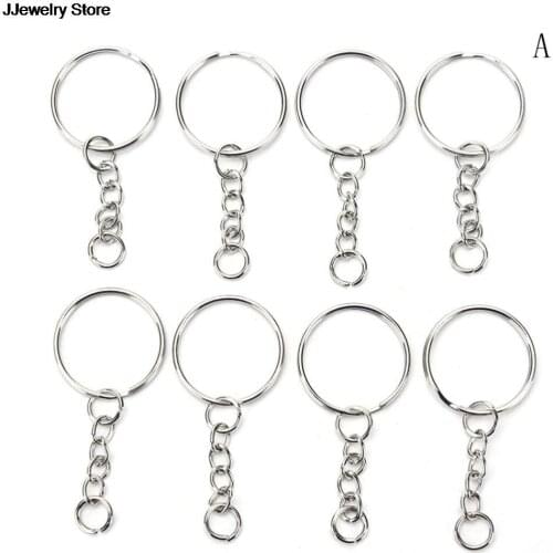 Hot 100 Pcs/Set r Stainless Alloy Silve Circle DIY Key Chains 25mm Keyrings Jewelry Keychain Key Ring
