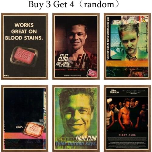 Fight Club Art Print Posters & Prints Wall Sticker Funny Home Decal Retro Movie Poster Movie Poster For Home & Living 42X30cm