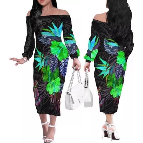 HYCOOL Dress With Long Sleeves African Traditional Tribal Kente Print Elegant Dresses For Women Sexy Summer Womens Clothing