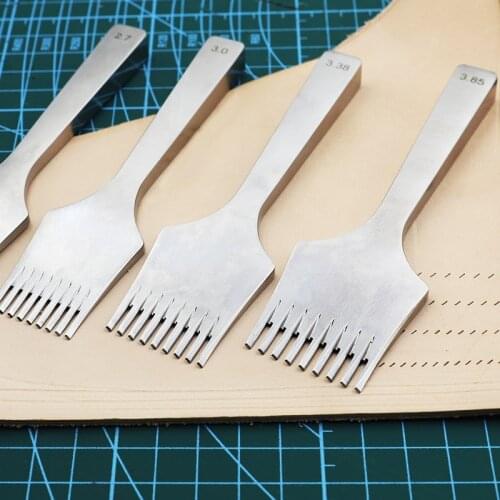 DIY Leather French Punching Tool Leather Sewing Stitching Hole Device Obverse and Reverse Punch Tools