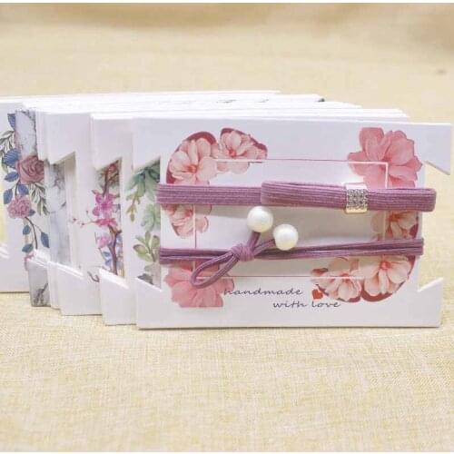 Hair card 50pcs /with plastic bag Woman Hairpin Packaging Cards Jewelry Package Marbling /Flower Design Hairpin Card Tag