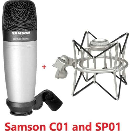 SAMSON C01 Condenser Microphone and SP01 shock mount for recording vocals drum and acoustic instrument no retail package